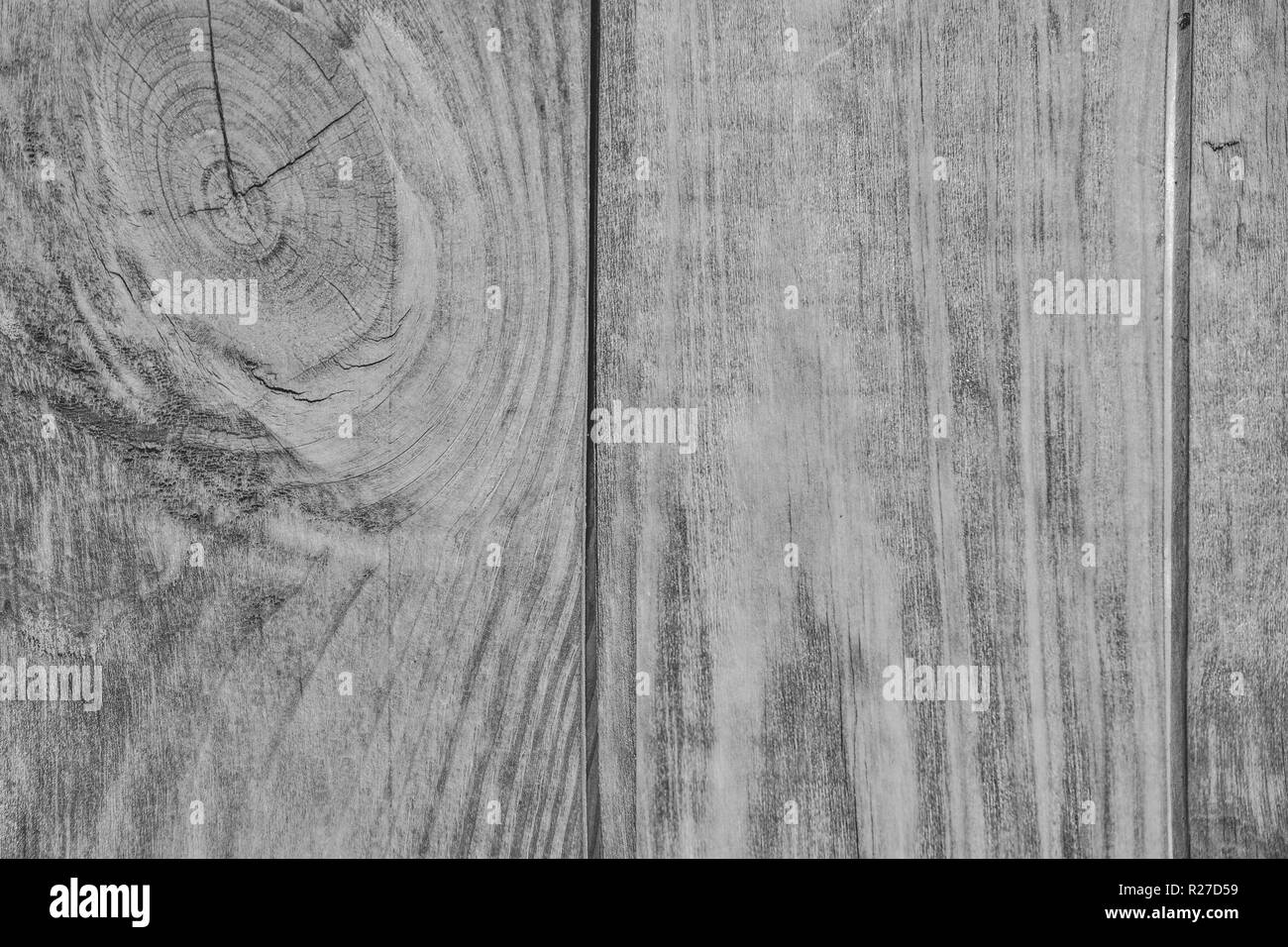 Vintage White Holz- Textur von Planken mit Knoten - natürliche Muster von Nadelholz Holz. Grunge Holz Hintergrund schließen sich für Design im Landhausstil Stockfoto