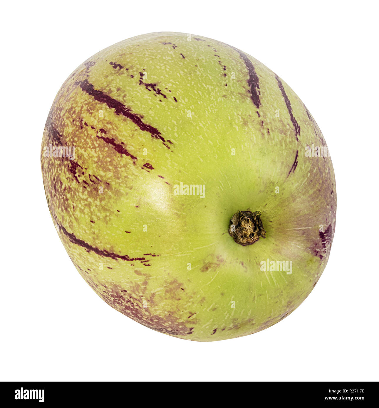 Pepino melone Obst auf weißem Hintergrund. Freistellungspfaden. Stockfoto