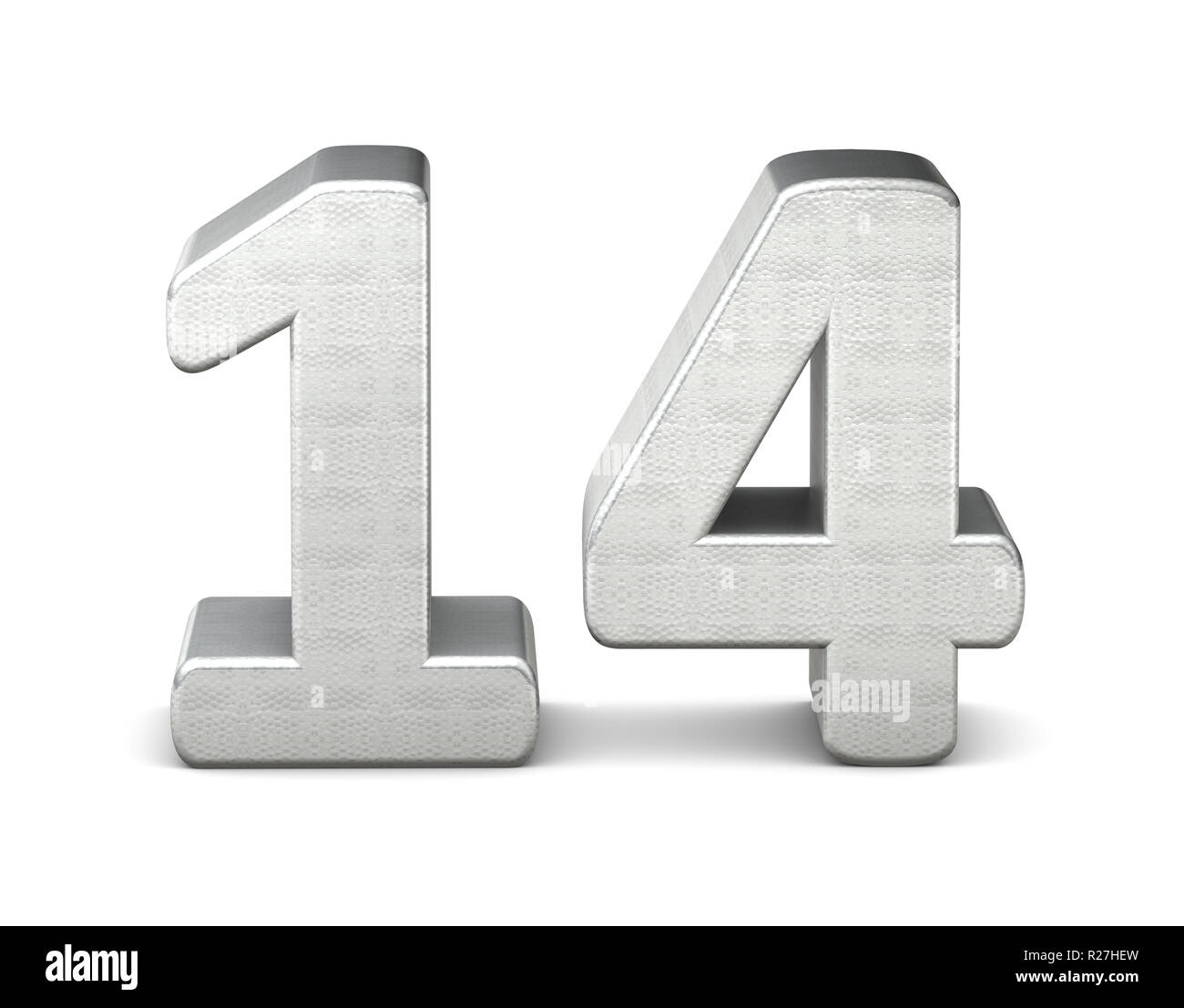 14. Nummer 3d-Silber Struktur 3D-Rendering Stockfoto