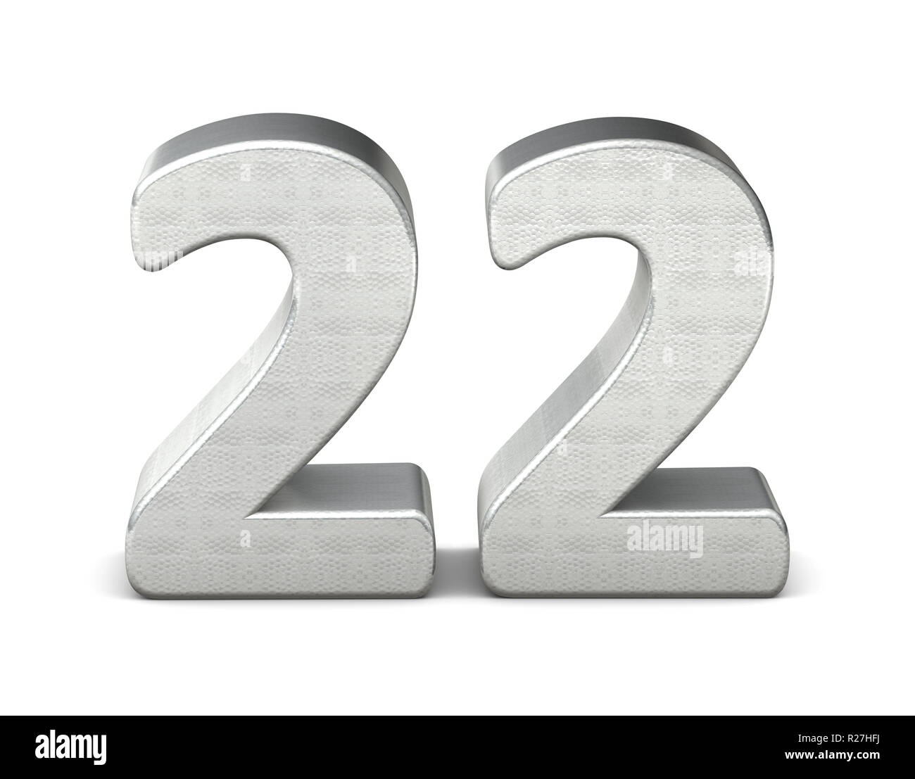 22. Nummer 3d-Silber Struktur 3D-Rendering Stockfoto