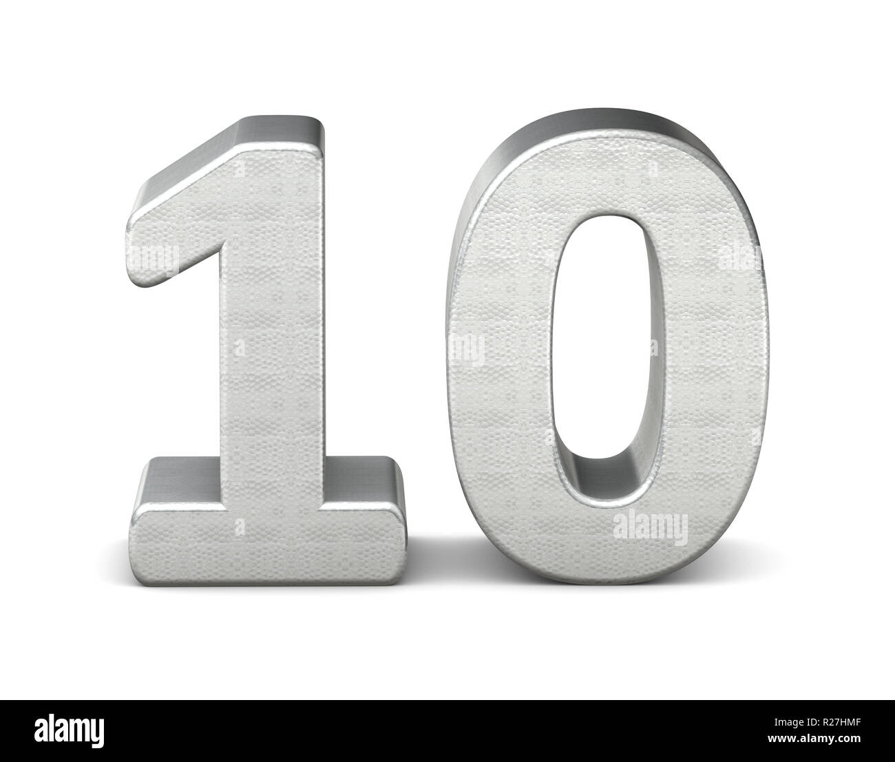 10. Nummer 3d-Silber Struktur 3D-Rendering Stockfoto