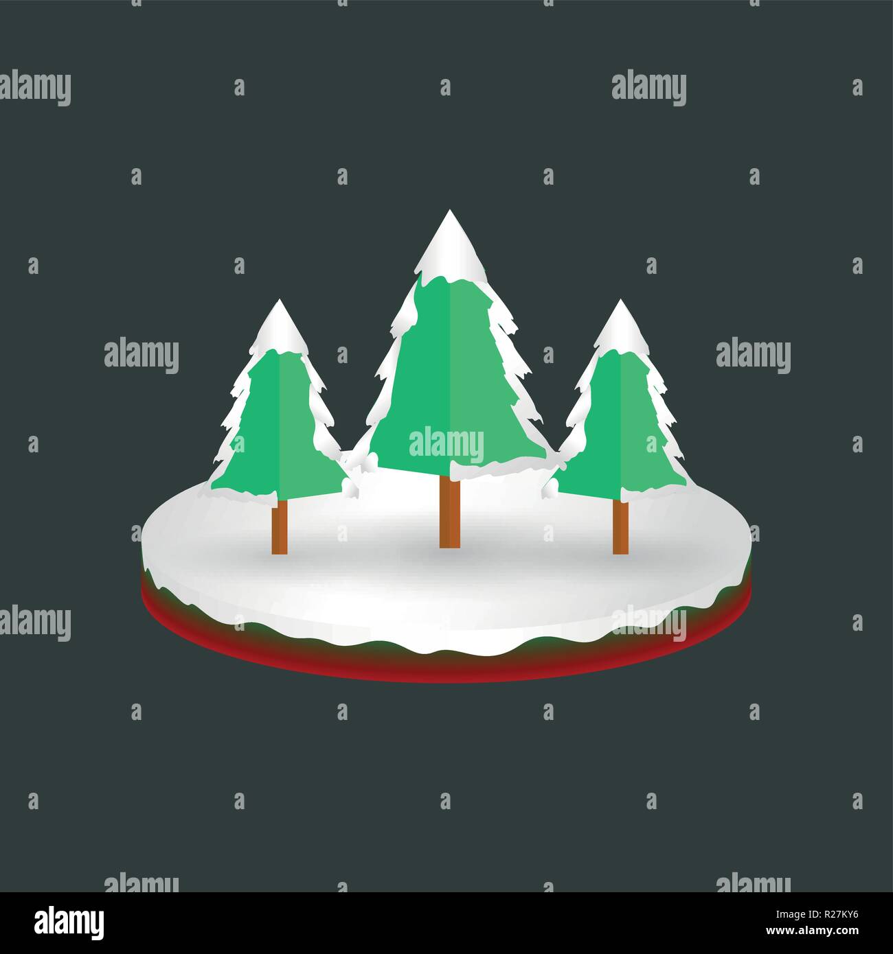 Isometrische Weihnachten verschneite Tannen Hintergrund, Vektor, Abbildung, eps-Datei Stock Vektor