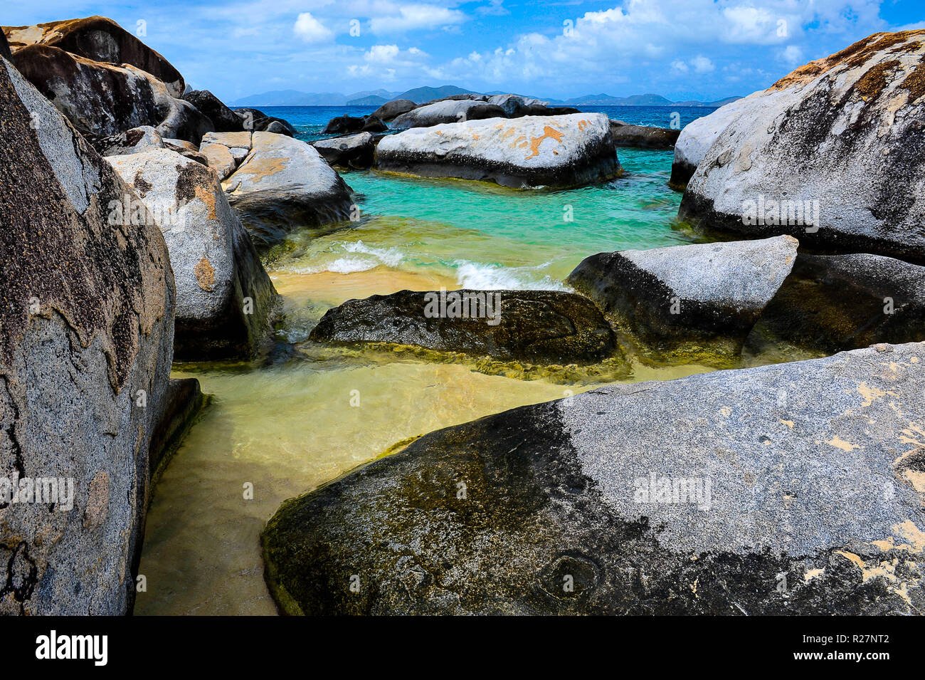 Die Farben der Strände von Virgin Gorda, Britische Jungferninseln Stockfoto