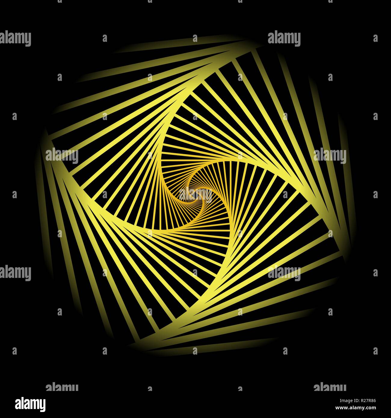 Rotierende, spiralförmig nach innen konzentrische Quadrate abstrakten geometrischen Hintergrund. Treppen optische Illusion Muster. Stock Vektor