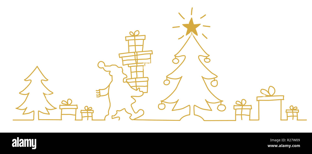 Christmas Tree Line Drawing Color Stockfotos Und Bilder Kaufen Alamy