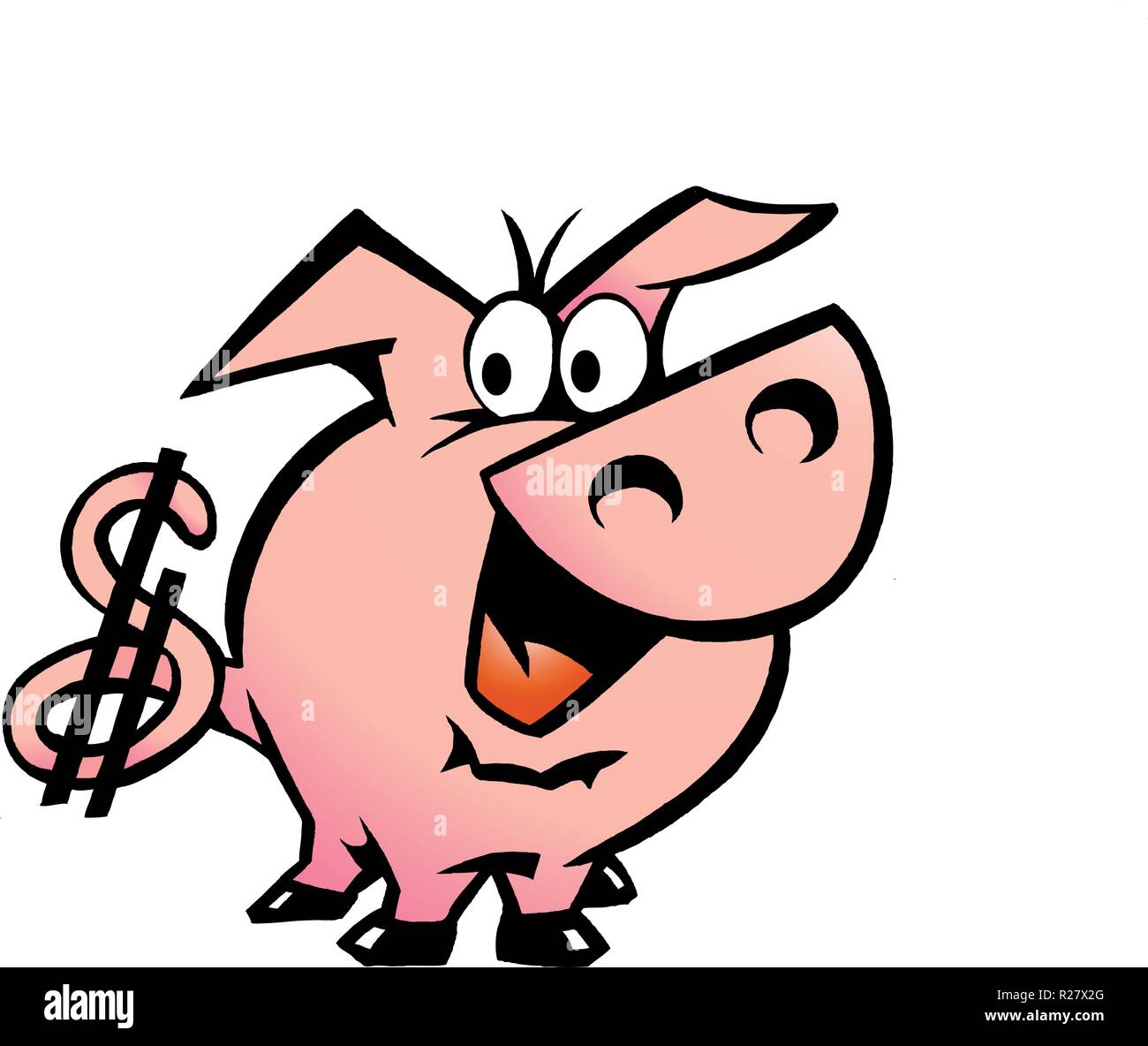 Handgezeichnete Vektor-Illustration der ein-Dollar-Schwein Stock Vektor