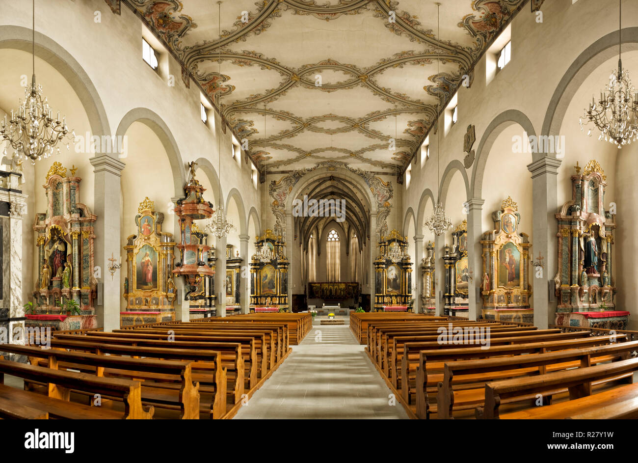 Fribourg, Schweiz, Claude Chabrol "Heilig Kreuz" ist das älteste Kloster der franziskanischen Familie immer noch aktiv in der Schweiz Stockfoto