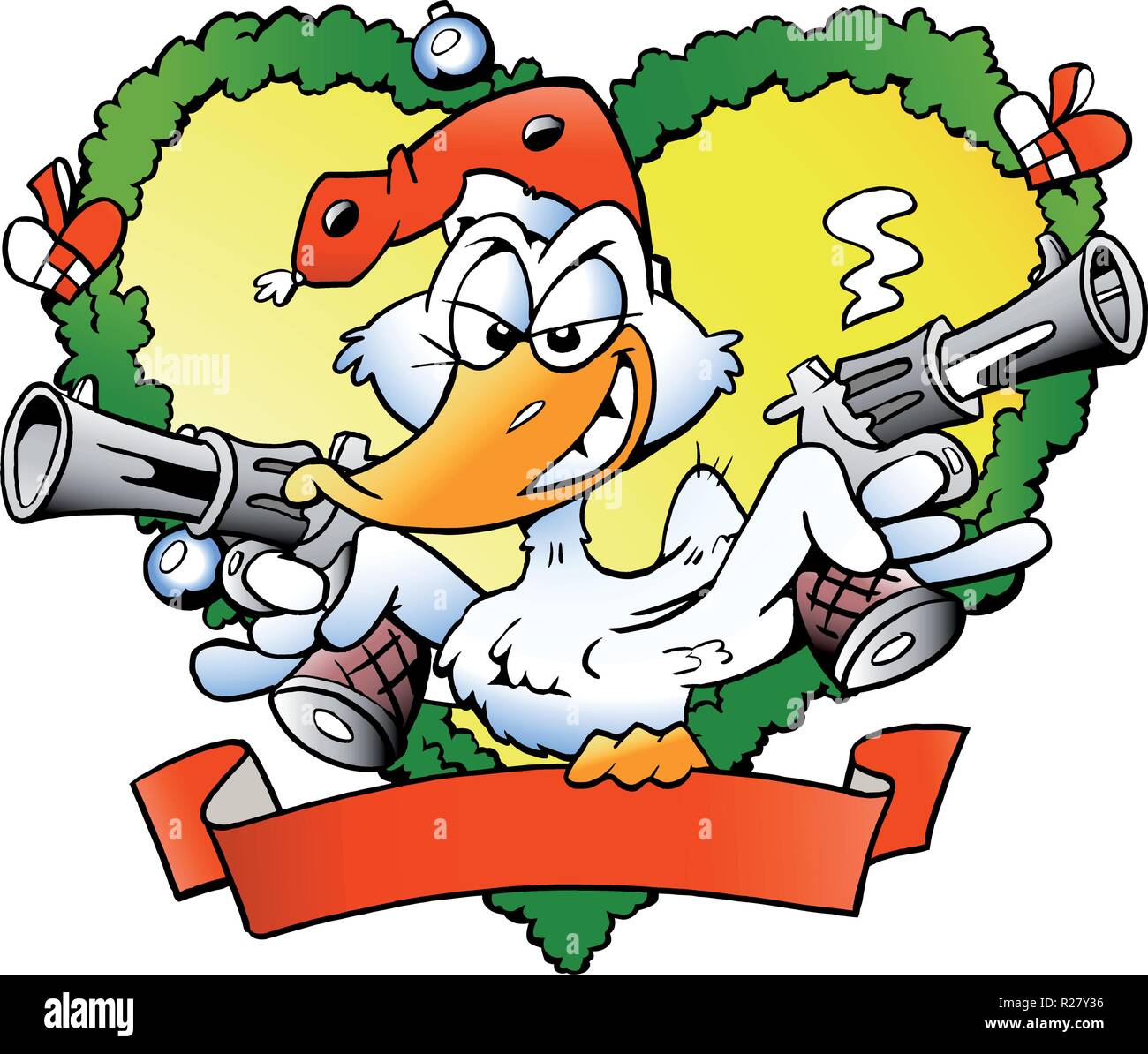 Handgezeichnete Vektor-Illustration eine böse Weihnachts-Ente Stock Vektor