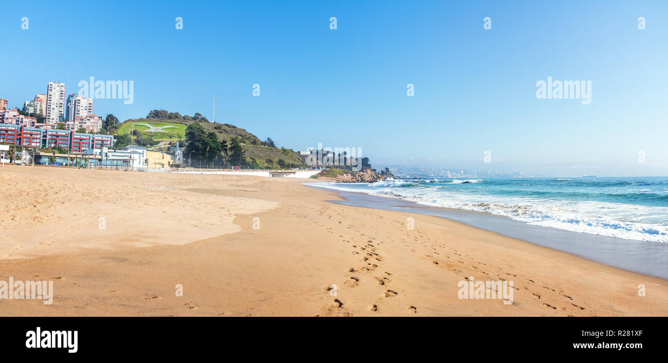 Panoramablick Auf Renaca Strand Vina Del Mar Chile Stockfoto