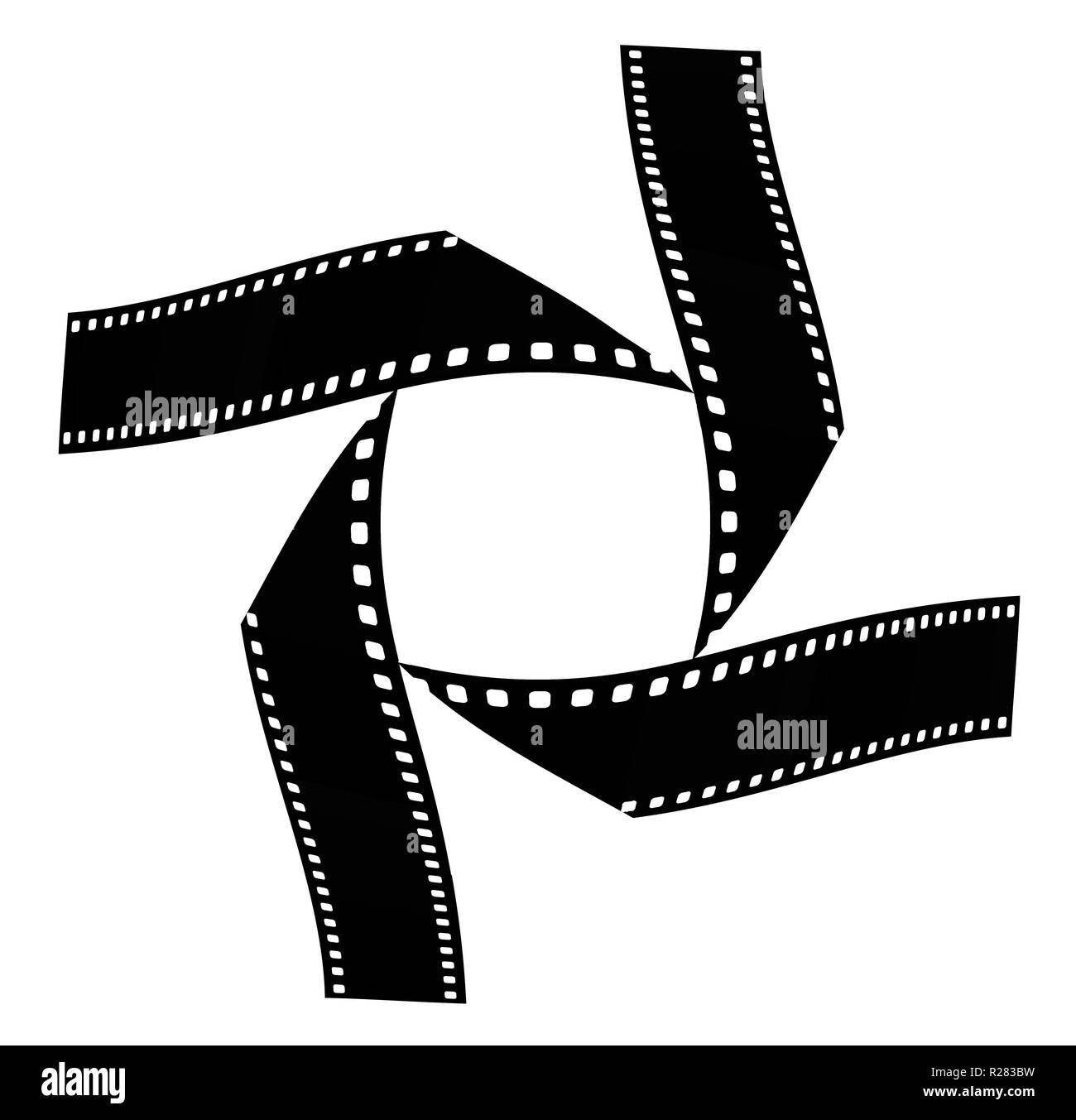 35-mm-Film ist in eine interessante Form verwendet werden, um die Idee der Bewegung Abbildungen, Kino, Film zu veranschaulichen. Dies ist eine Abbildung. Stockfoto