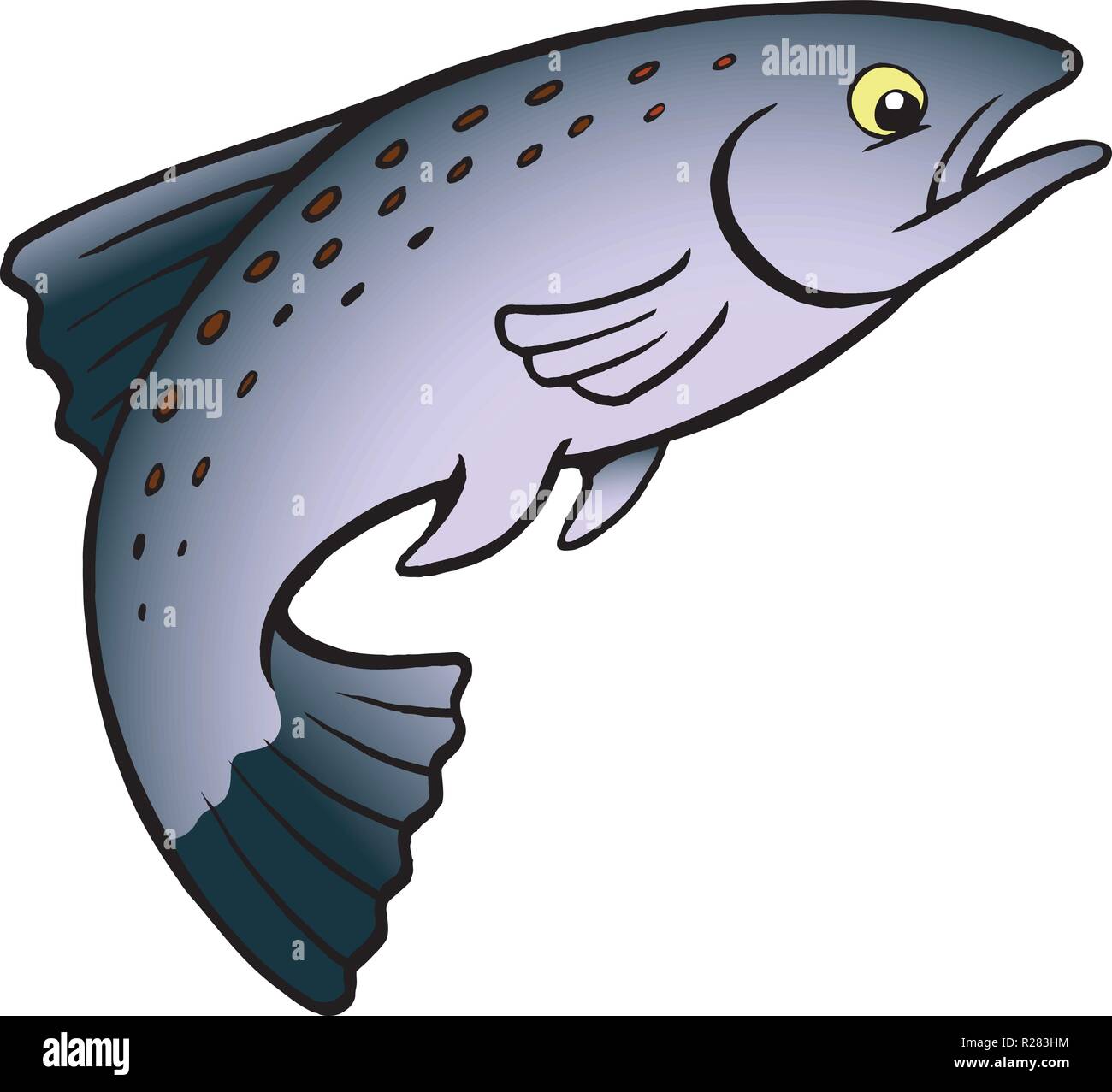 Cartoon Vector Illustration eines Lachs oder Forelle Fisch Stock Vektor