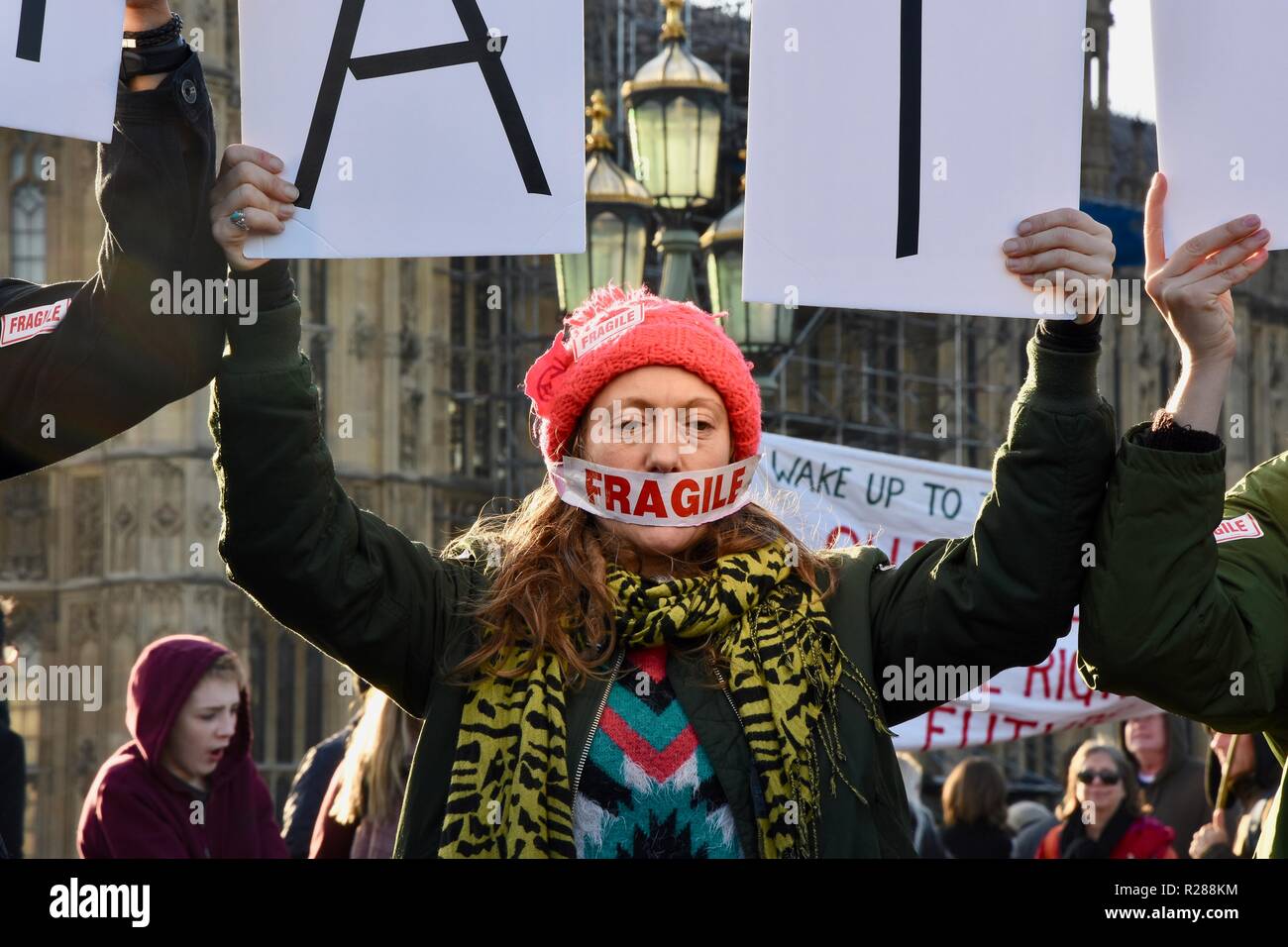 London, Großbritannien. 17. November 2018. Klimawandel Aktivisten vor dem Aussterben Rebellion belegt die Westminster Bridge und vier andere London Bridges in einem gewaltlosen Protest, London.UK Credit: michael Melia/Alamy leben Nachrichten Stockfoto