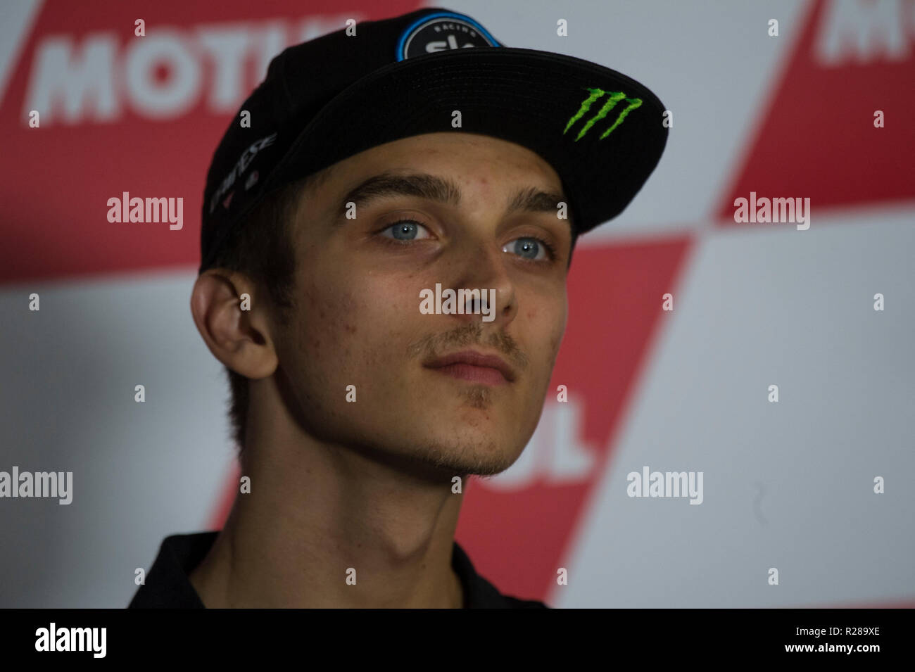 Circuit de Valencia, Valencia, Spanien. 17. November 2018. MotoGP von Valencia, Qualifikation; Moto2 rider Luca Marini während der Pressekonferenz Quelle: Aktion plus Sport/Alamy leben Nachrichten Stockfoto