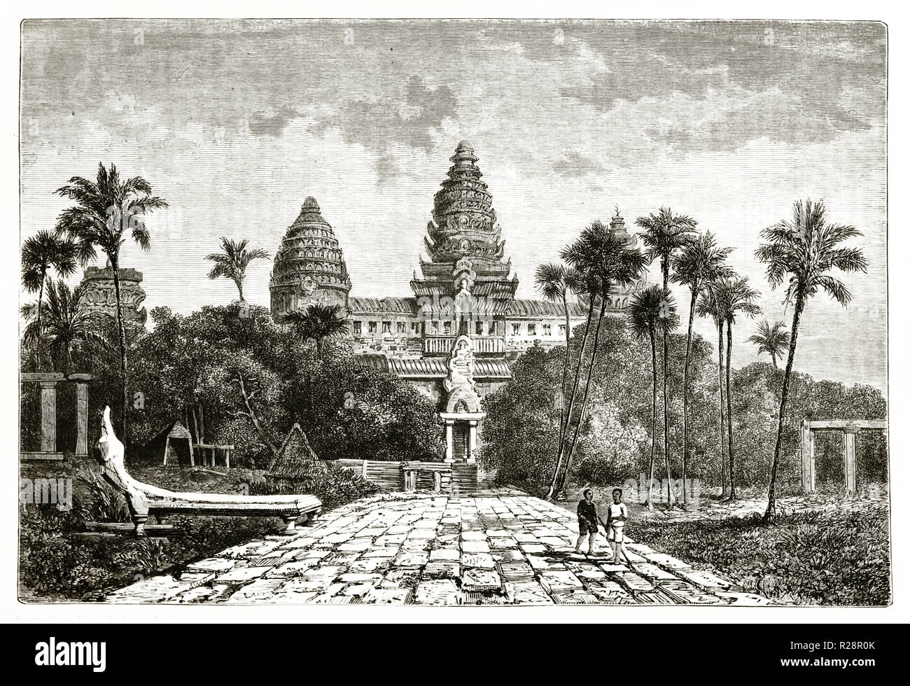 Alte Ansicht von Angkor Wat, Kambodscha. Durch Guaiaud nach Mouhot, Publ. Bei le Tour du Monde, Paris, 1863 Stockfoto
