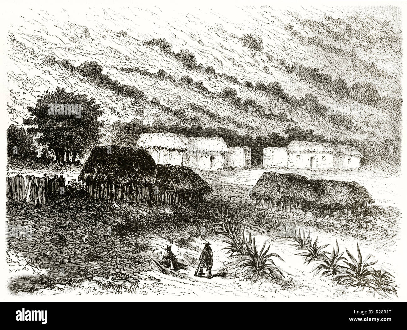 Alte Ansicht von Bellavista Farm, Peru. Von Riou, Publ. Bei le Tour du Monde, Paris, 1863 Stockfoto