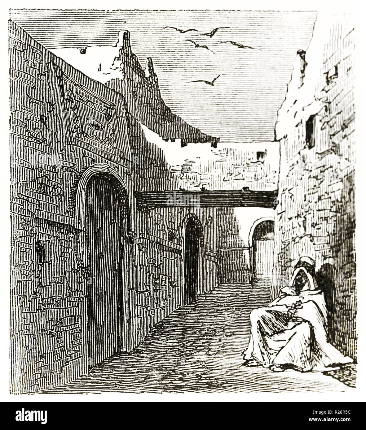 Alte Ansicht einer Sackgasse in Ouargla, Algerien. Durch Lajolais, Publ. Bei le Tour du Monde, Paris, 1863 Stockfoto