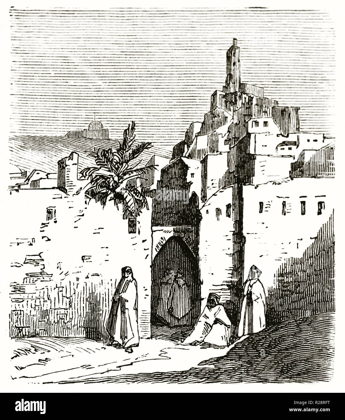 Alte Ansicht der Stadt Tor der Metlili, Algerien. Durch Lajolais, Publ. Bei le Tour du Monde, Paris, 1863 Stockfoto