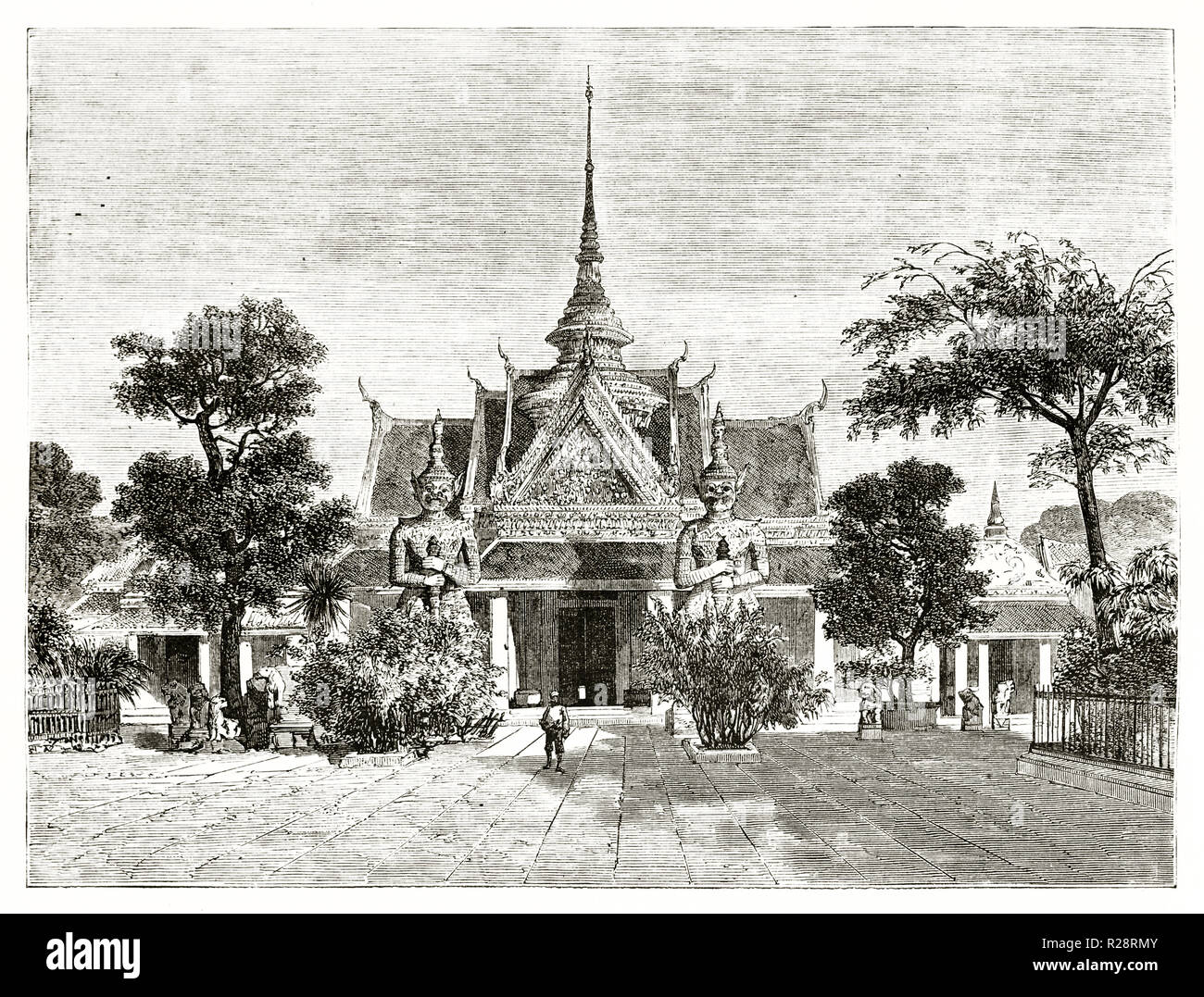 Alte Ansicht der König von Thailand Publikum Zimmer. Durch Therond, Publ. Bei le Tour du Monde, Paris, 1863 Stockfoto