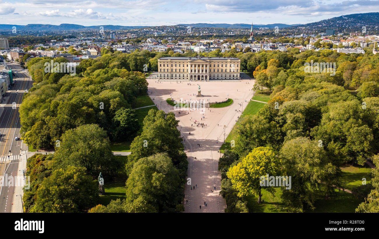 Der Königliche Palast Det Kongelige Slott, Oslo, Norwegen Stockfoto