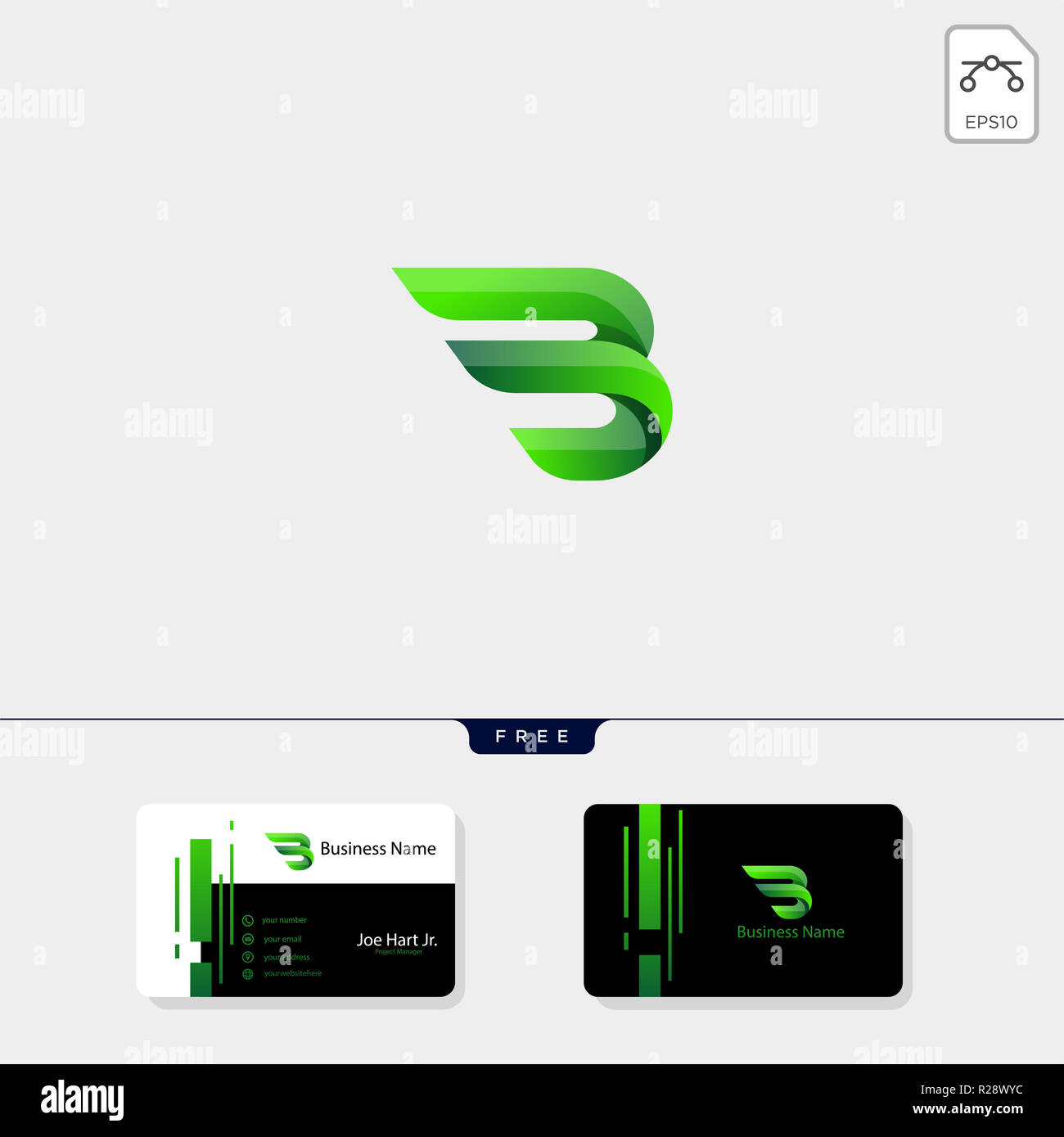 Minimale anfängliche B Flügel kreative logo template Vector Illustration, erhalten Sie kostenlose Visitenkarte Design vorlage Stockfoto