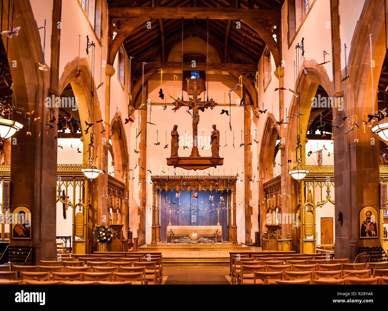 Die Pfarrkirche Unserer Lieben Frau und St. Nikolaus in Liverpool. Stockfoto