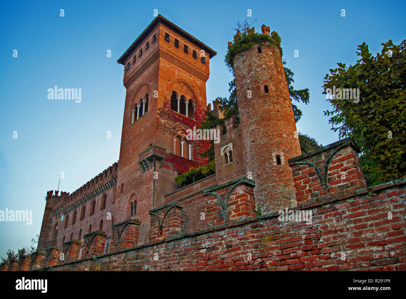 Gabiano Schloss in Piemont, Italien. Stockfoto