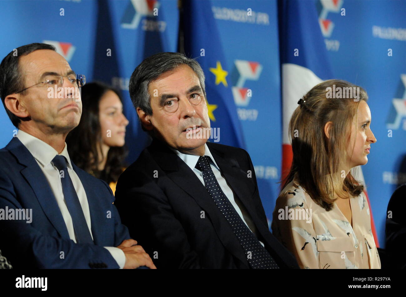 Francois Fillon spricht in Lyon, Frankreich Stockfoto