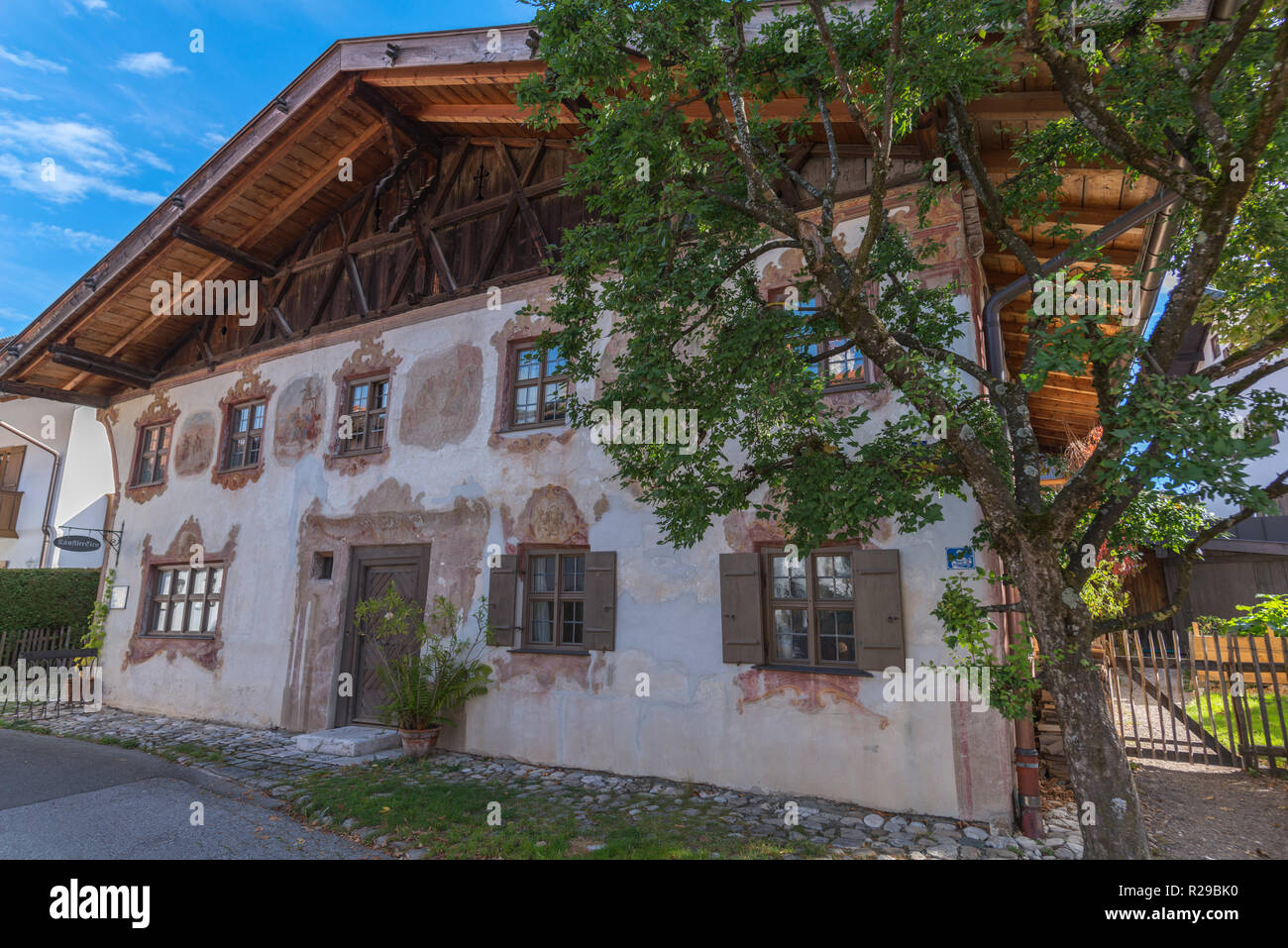 Wallpainting, Oberammergau Ammergauer Apls, Oberbayern, Bayern, Deutschland, Europa Stockfoto
