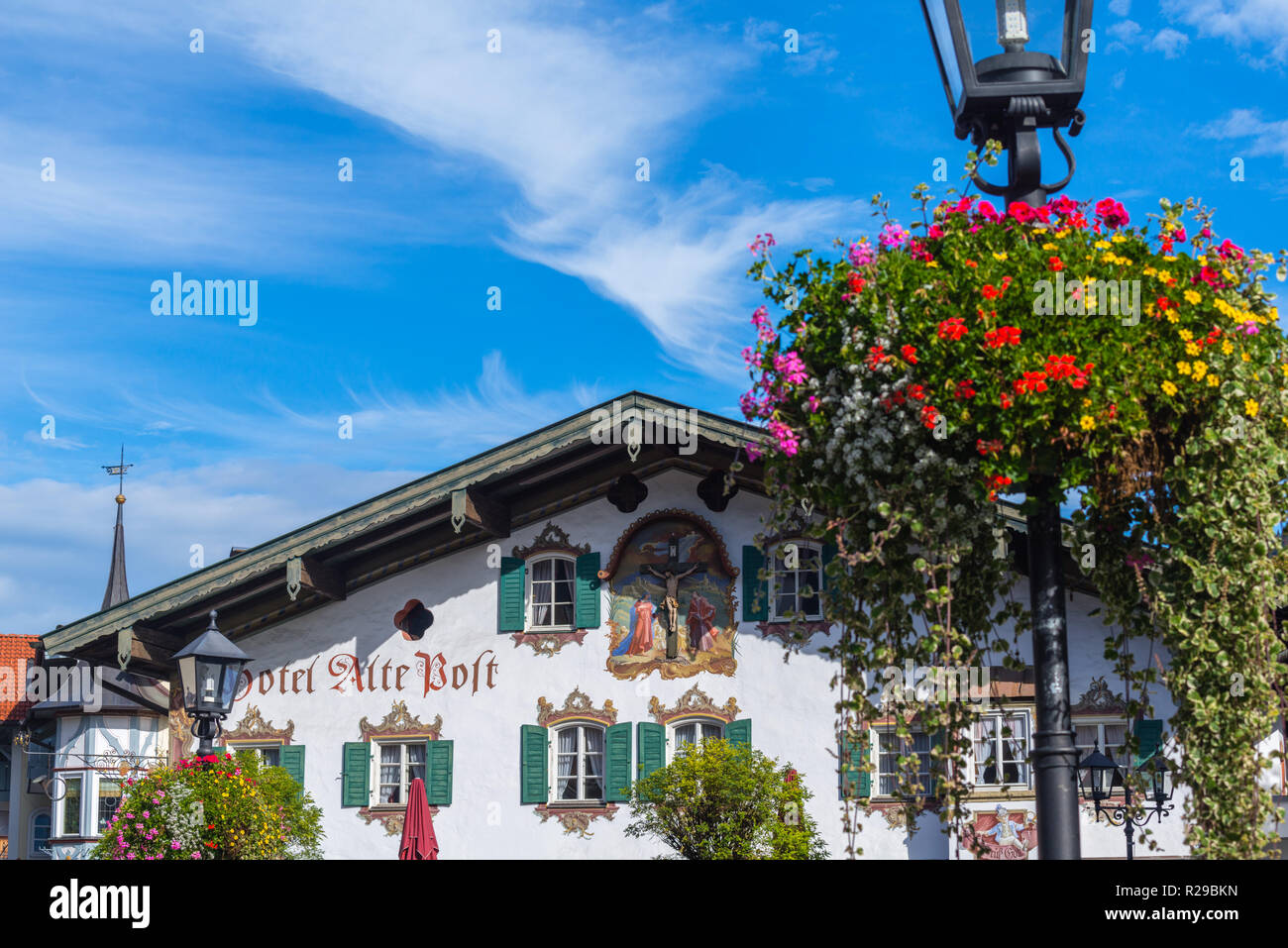 Wallpainting, Oberammergau Ammergauer Apls, Oberbayern, Bayern, Deutschland, Europa Stockfoto