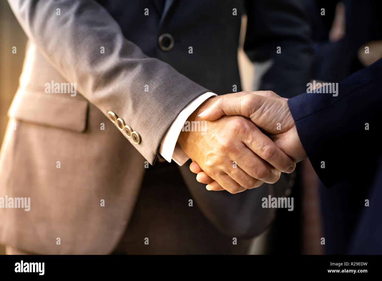 Handshake für Geschäft Business Fusionen und Übernahmen Closeup Stockfoto