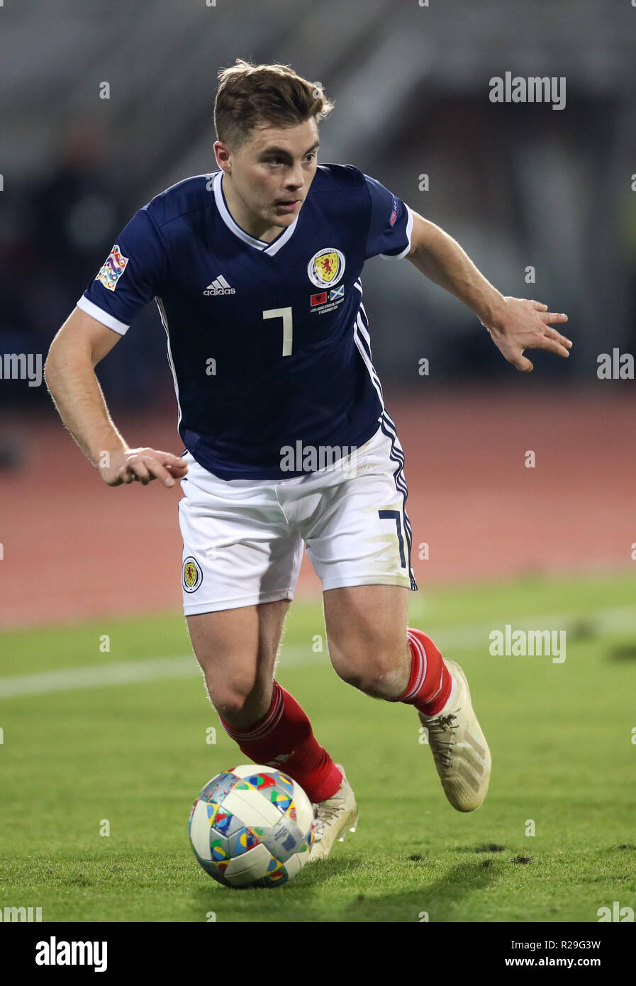 Schottlands James Forrest während der UEFA Nationen League, Gruppe C1 Match des Loro Borici Stadion, Shkodra Stockfoto