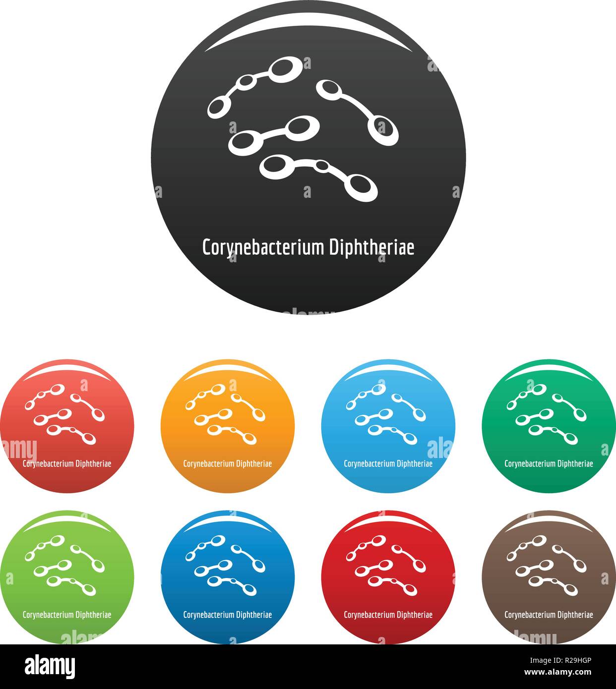 Corynebacterium diphtheriae- Symbol. Einfache Abbildung von Corynebacterium diphtheriae- Vector Icons Set Color isoliert auf weißem Stock Vektor