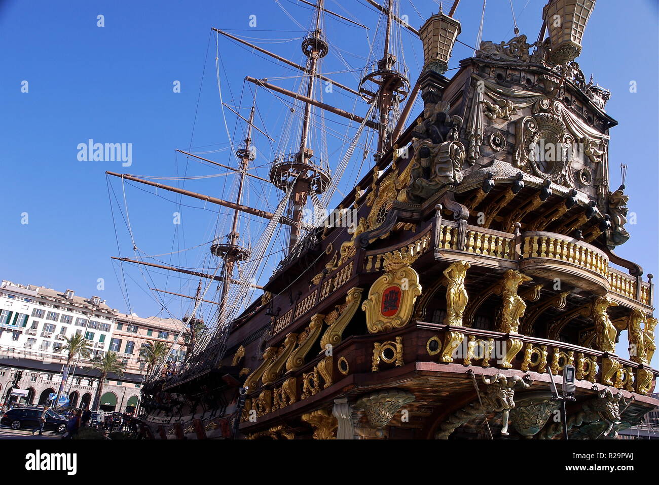 Roman Polanskis "Piraten der Karibik" galeone, Genua, Italien Stockfoto