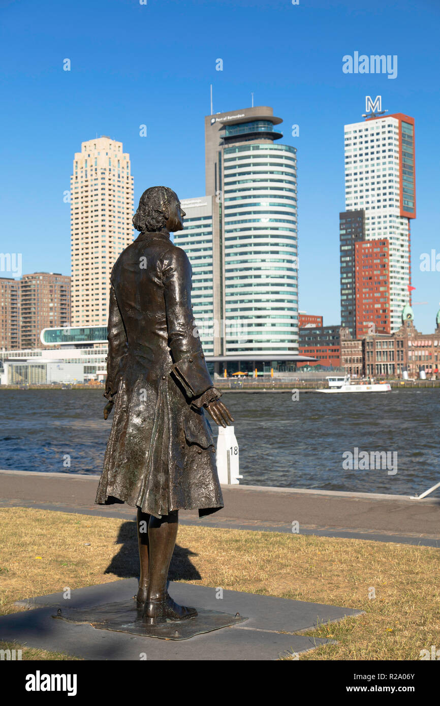 Statue von Zar Peter der Große und Nieuwe Maas, Rotterdam, Zuid Holland, Niederlande Stockfoto