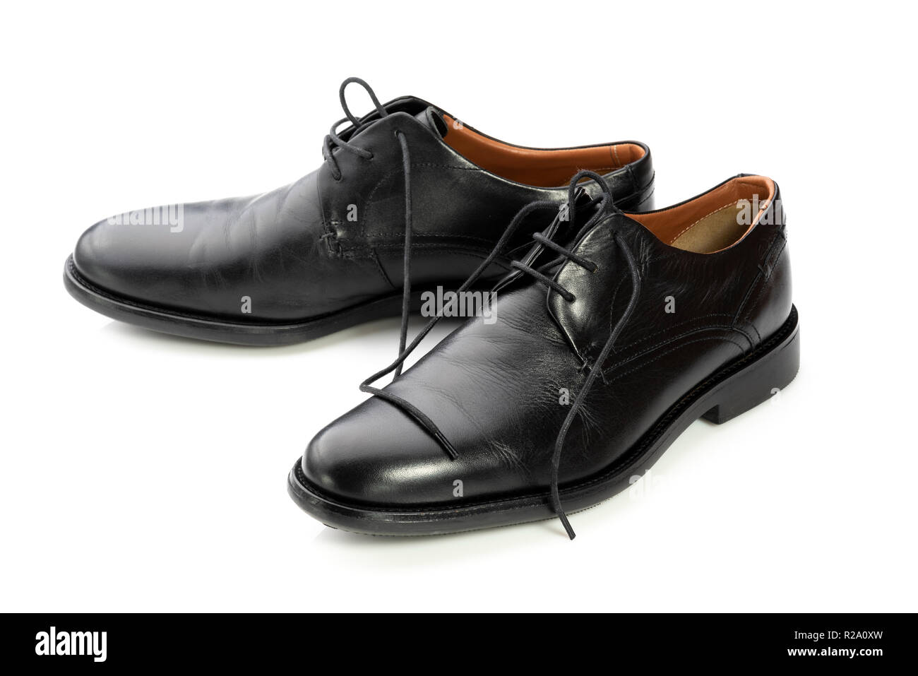 Paar schwarz Leder formale mens Schuhe. Die Schnürung Business Wear. Stockfoto
