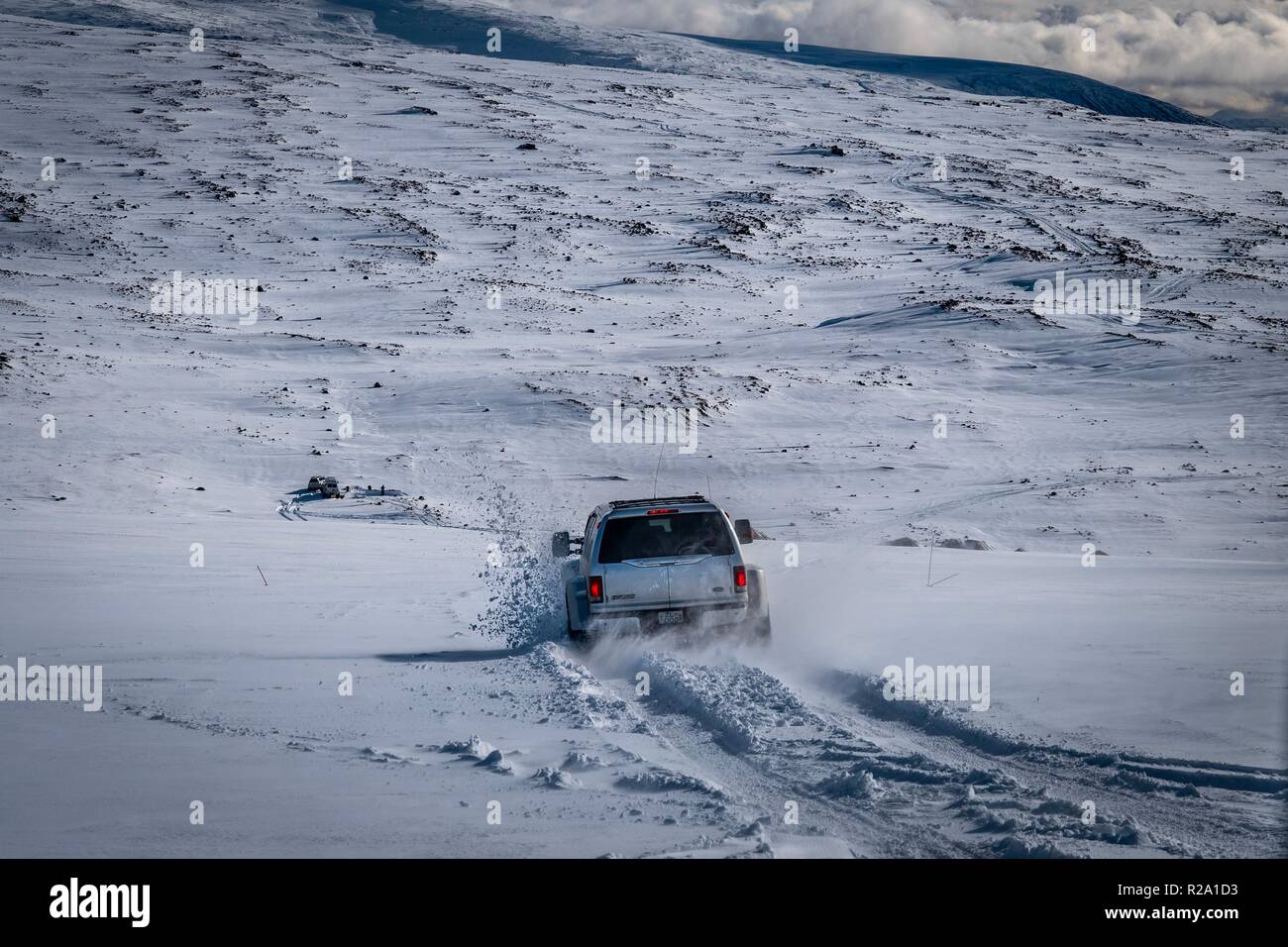 Fourwheel auf einem Gletscher in Island fahren. Super Ausflug und Reisen Foto für Island Urlaub. Stockfoto