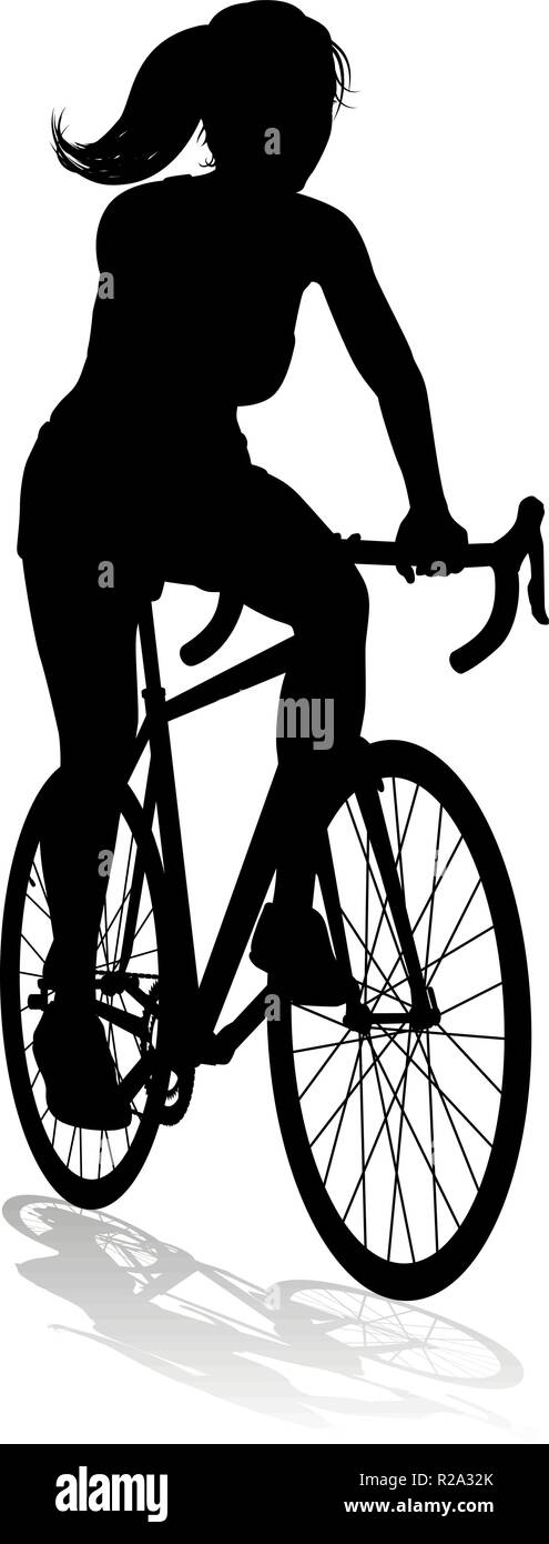 Frau Bike Radfahrer Reiten Fahrrad Silhouette Stock Vektor
