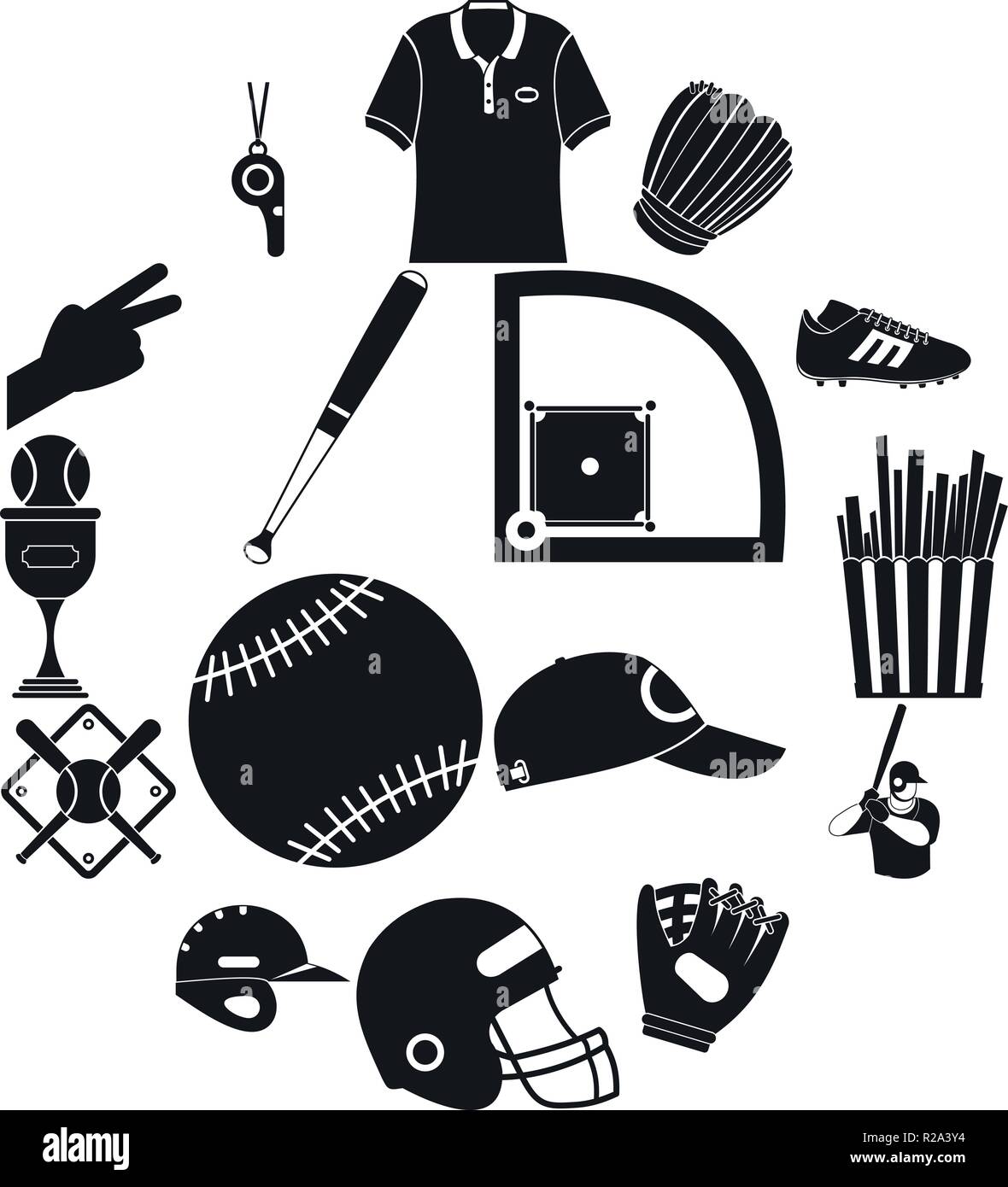 American Football schwarz einfache Symbole für Web und mobile Geräte Stock Vektor