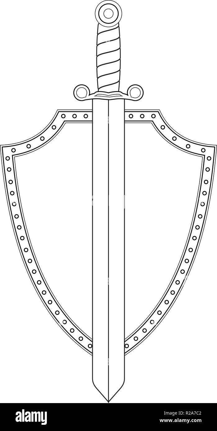 Schwert und Schild. Übersicht Symbol Stock Vektor
