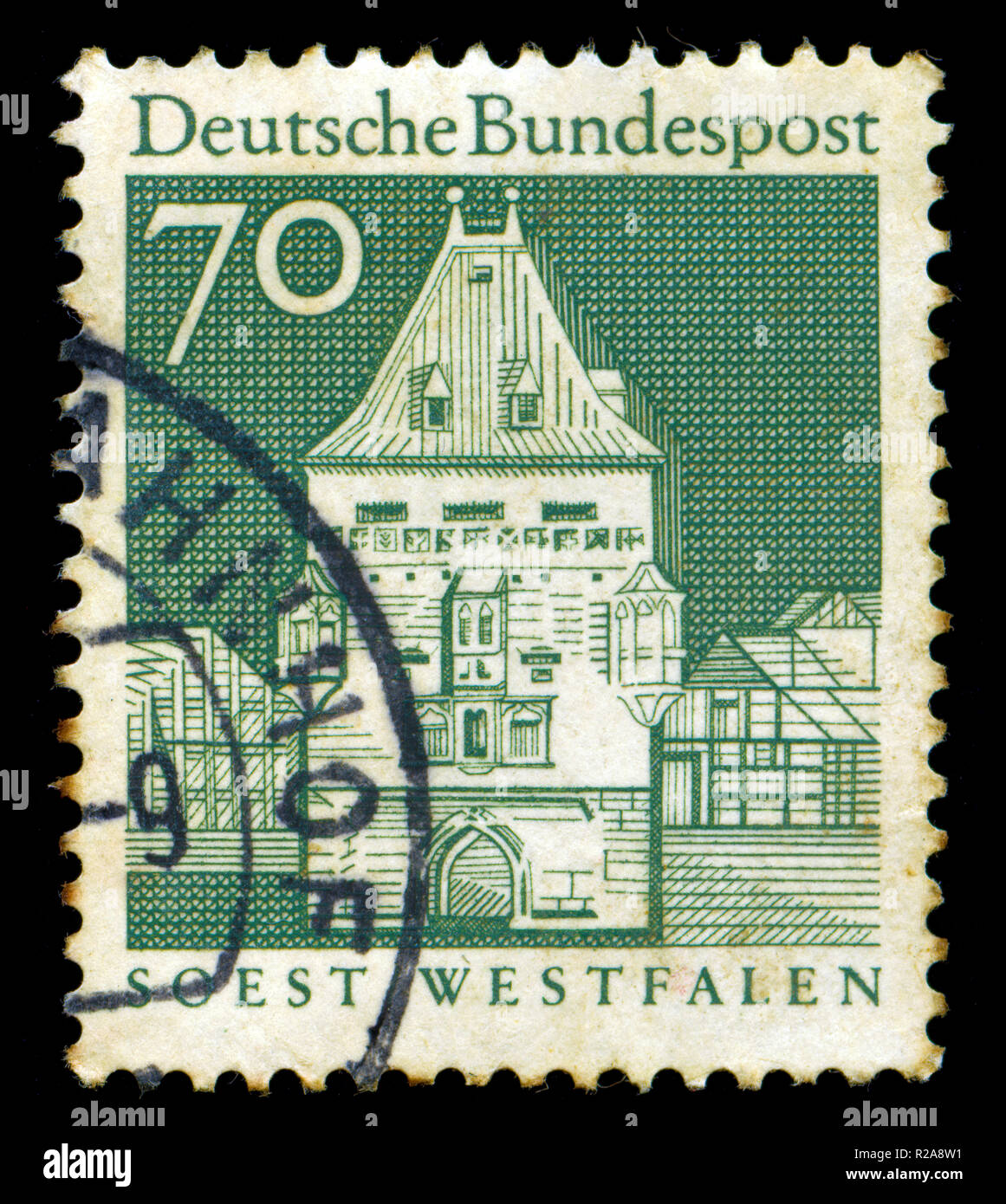 Poststempel Stempel aus der Bundesrepublik Deutschland in die Deutsche Bauwerke aus zwölf Jahrhunderten, Groß-Serie Stockfoto