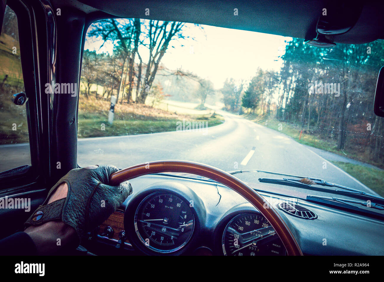 Lenkung ein klassisches Auto Alfa Romeo GT Jubior Stockfoto