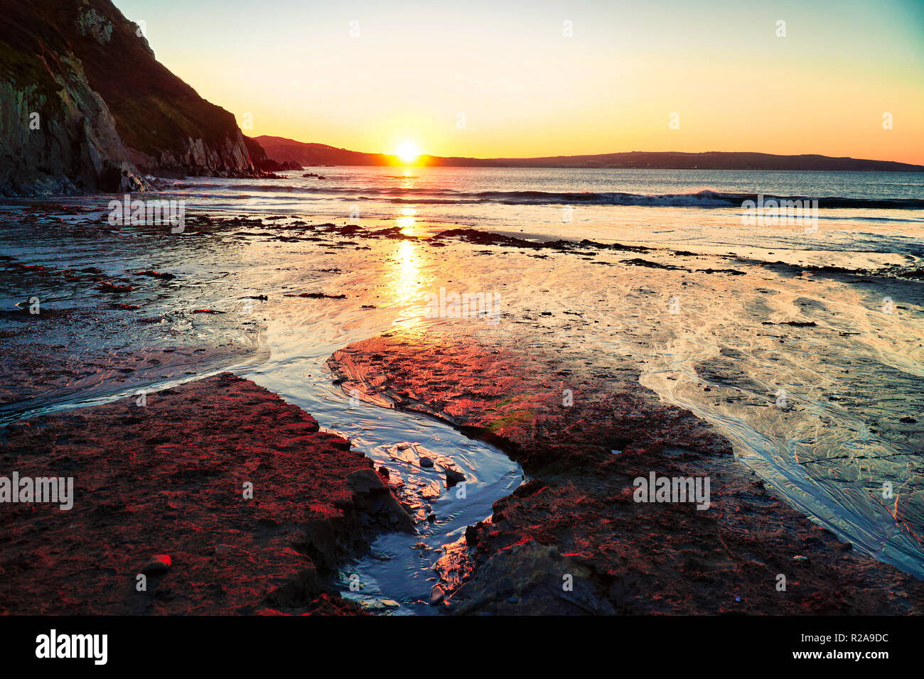 Sonnenuntergang Strand & Küste Stockfoto