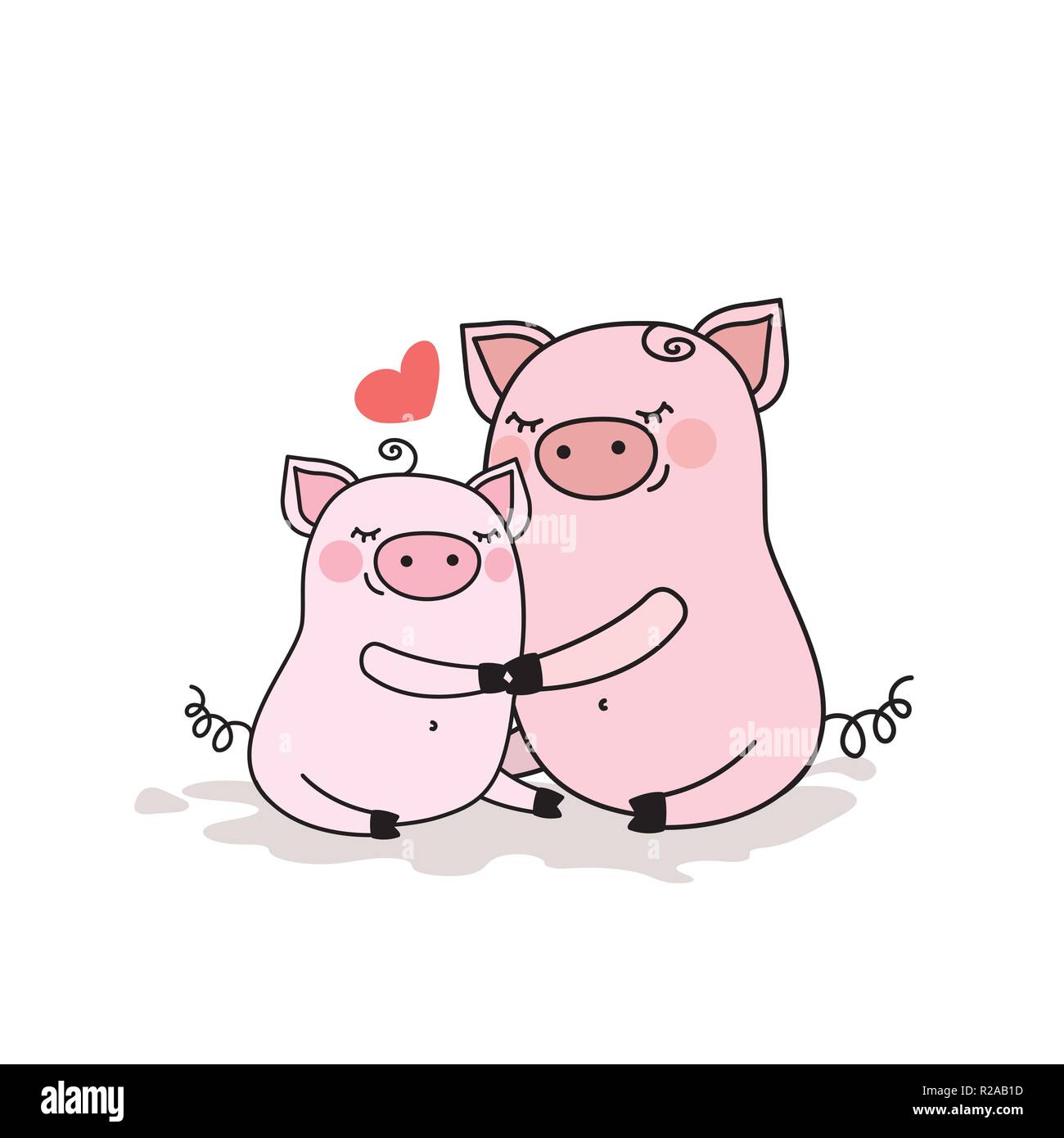 Lustige Schwein mit Baby piggy, adorable Tier Familie Stock Vektor