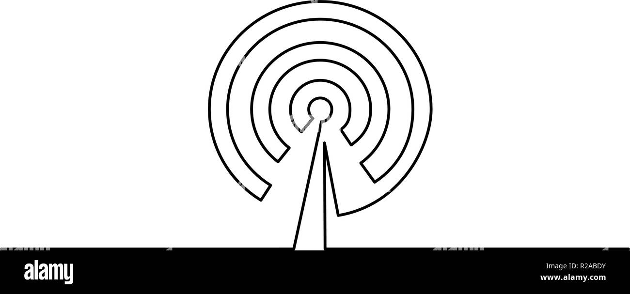 Kontinuierliche eine Linie zeichnen. Wi Fi Antenne Symbol auf weißem Hintergrund. Vector Illustration für Banner, Web, Design, Template, Postkarte. Stock Vektor