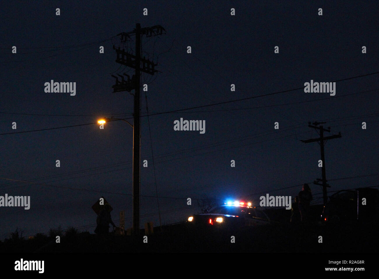 Zerstörung durch den Malibu Brände über Pepperdine University und der umliegenden Gemeinden. Stockfoto