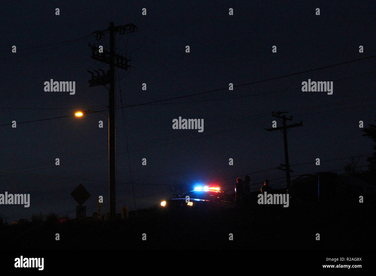 Zerstörung durch den Malibu Brände über Pepperdine University und der umliegenden Gemeinden. Stockfoto