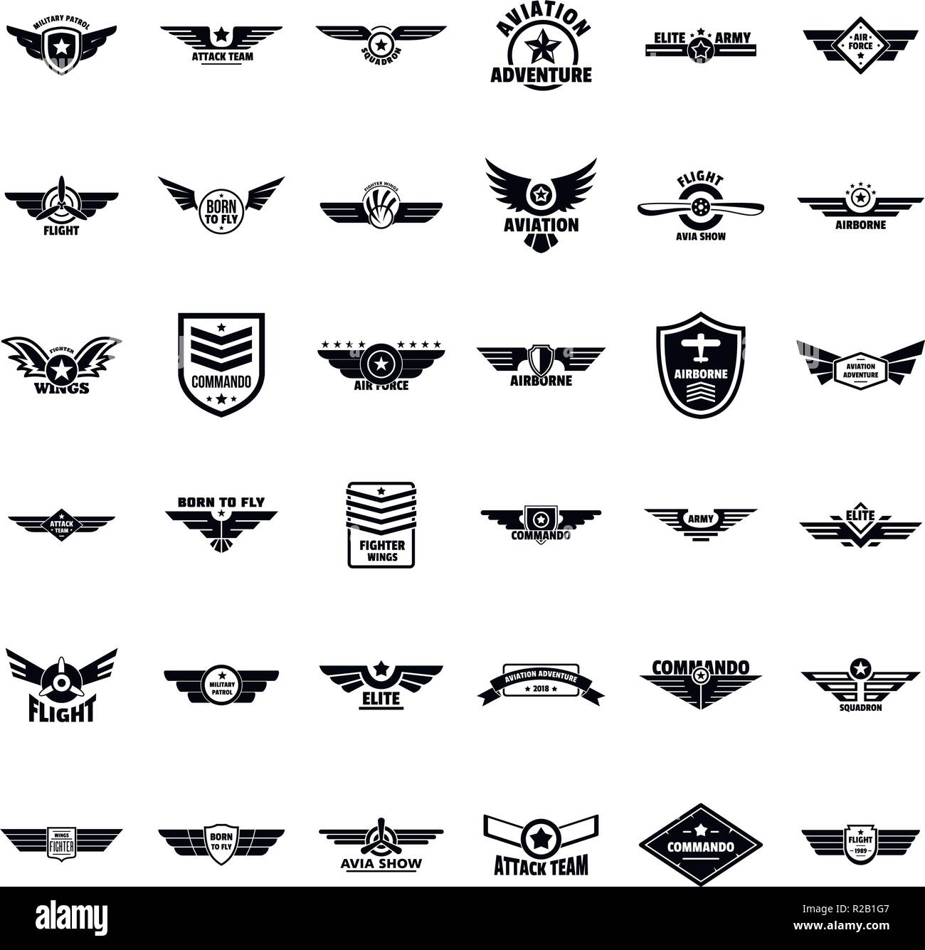 Luftwaffe Militär Armee Abzeichen logo Symbole gesetzt. Einfache