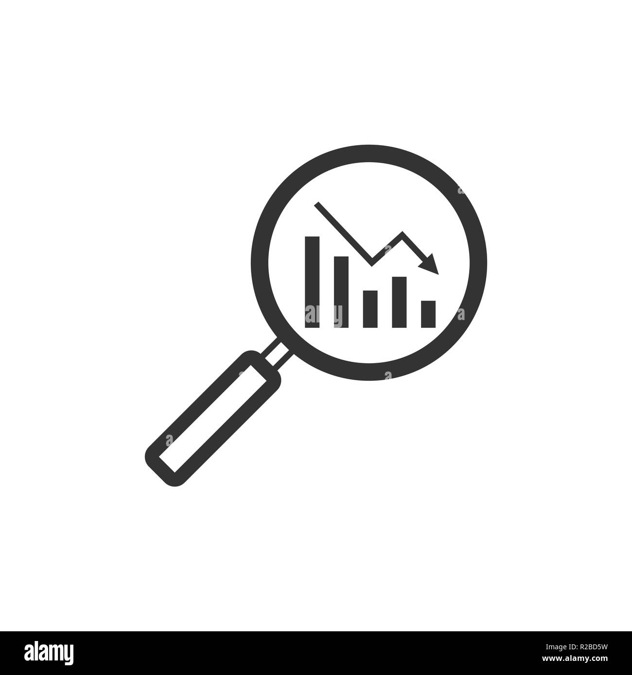 Vector Illustration, flache Bauform. Lupe Grafik Stock Vektor