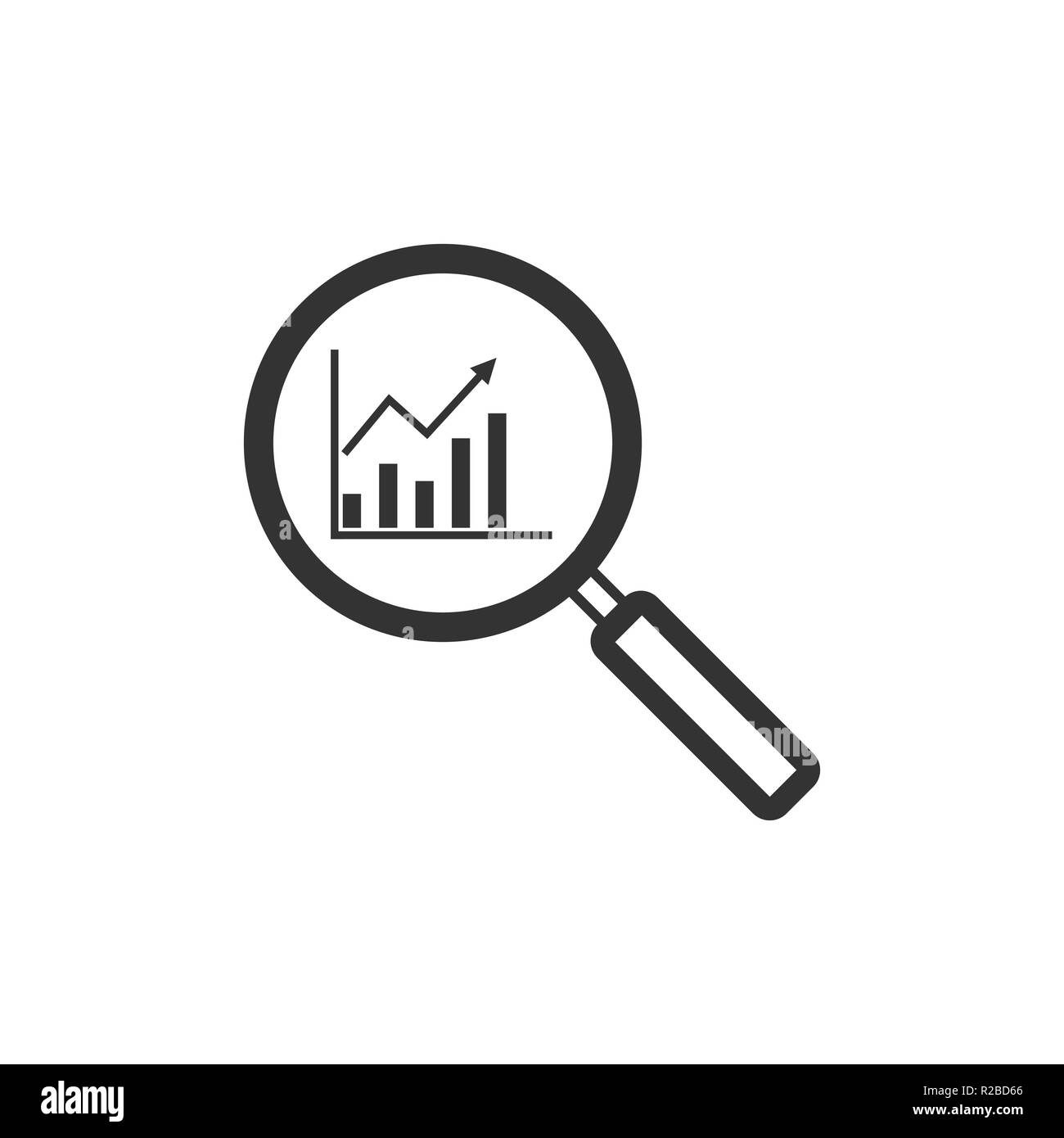 Vector Illustration, flache Bauform. Lupe Grafik Stock Vektor