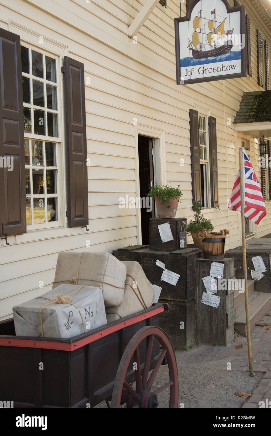 John greenhow Store in Colonial Williamsburg. Stockfoto